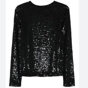 Vintage Bullocks Wilshire Black Sequin Top 100% Silk Made In India Size 6